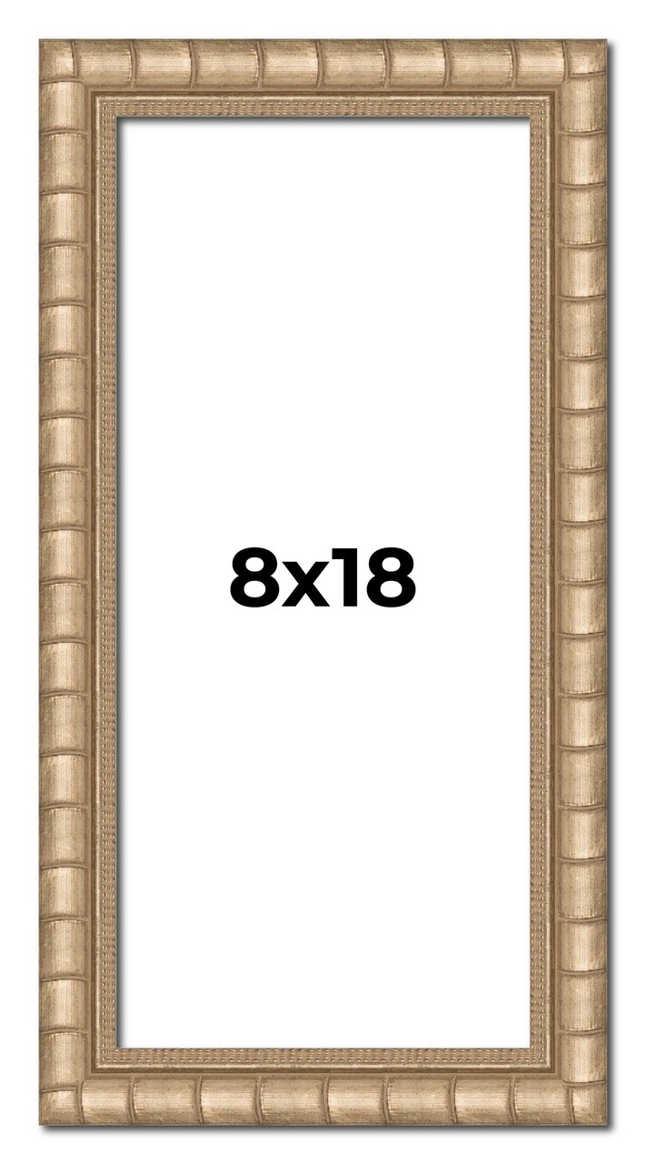 8x18 Modern Bamboo Picture Frame with UV-Resistant Acrylic & Acid Free Backing, Available in 5 Finishes - Gold, Silver, Brown, Black, and Natural